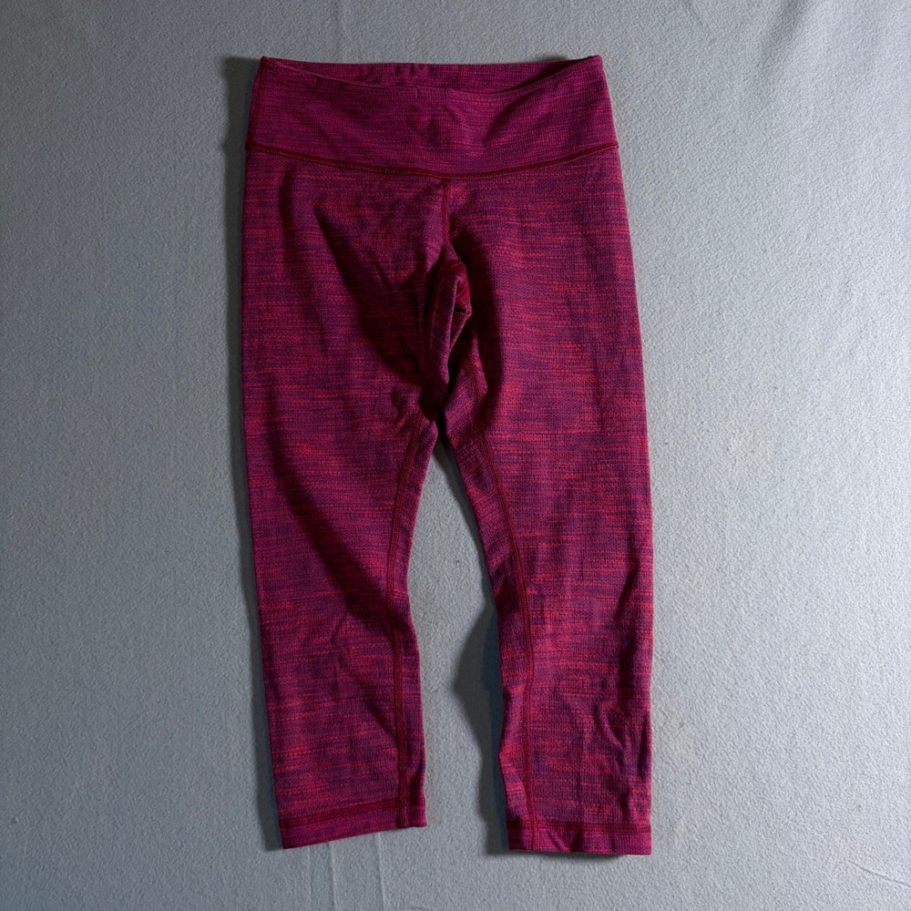 Lululemon Wunder Under Crop Leggings Pink Space Dye Heathered Athletic Yoga 4